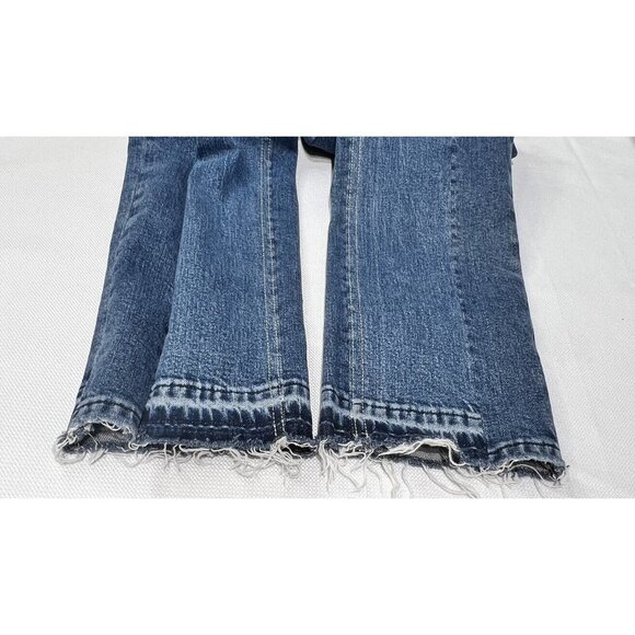 PAIGE Taylor Straight Lyla Jeans Womens Size 25 High Rise Raw Hem Color Block - Picture 10 of 12